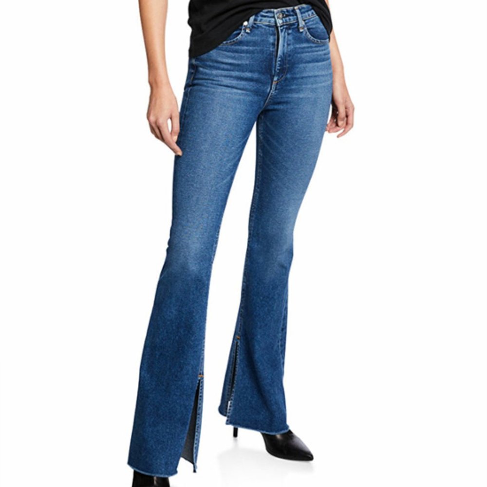 RAG & BONE Bella Slit hem Wide Leg Flare Jeans